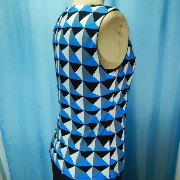 Calvin Klein Pleated Neck Sleeveless Geometric Career Top Size Large NWOT - Picture 5 of 12